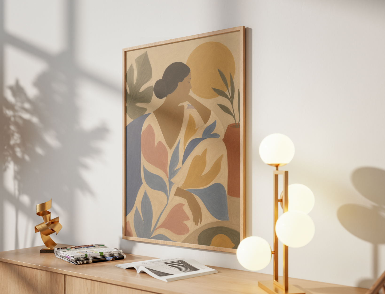 Abstract Woman Portrait Poster – Modern Figurative Wall Art Print