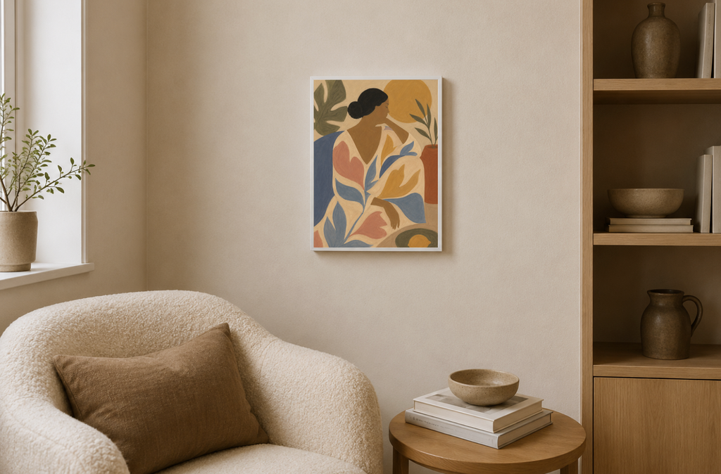 Abstract Woman Portrait Poster – Modern Figurative Wall Art Print