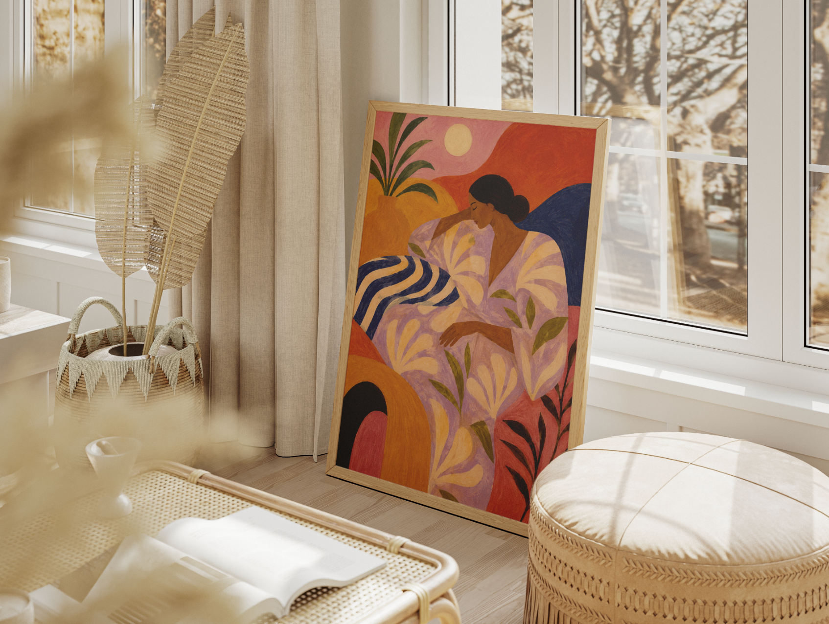 Abstract Woman in Bloom Poster – Modern Figurative Wall Art Print