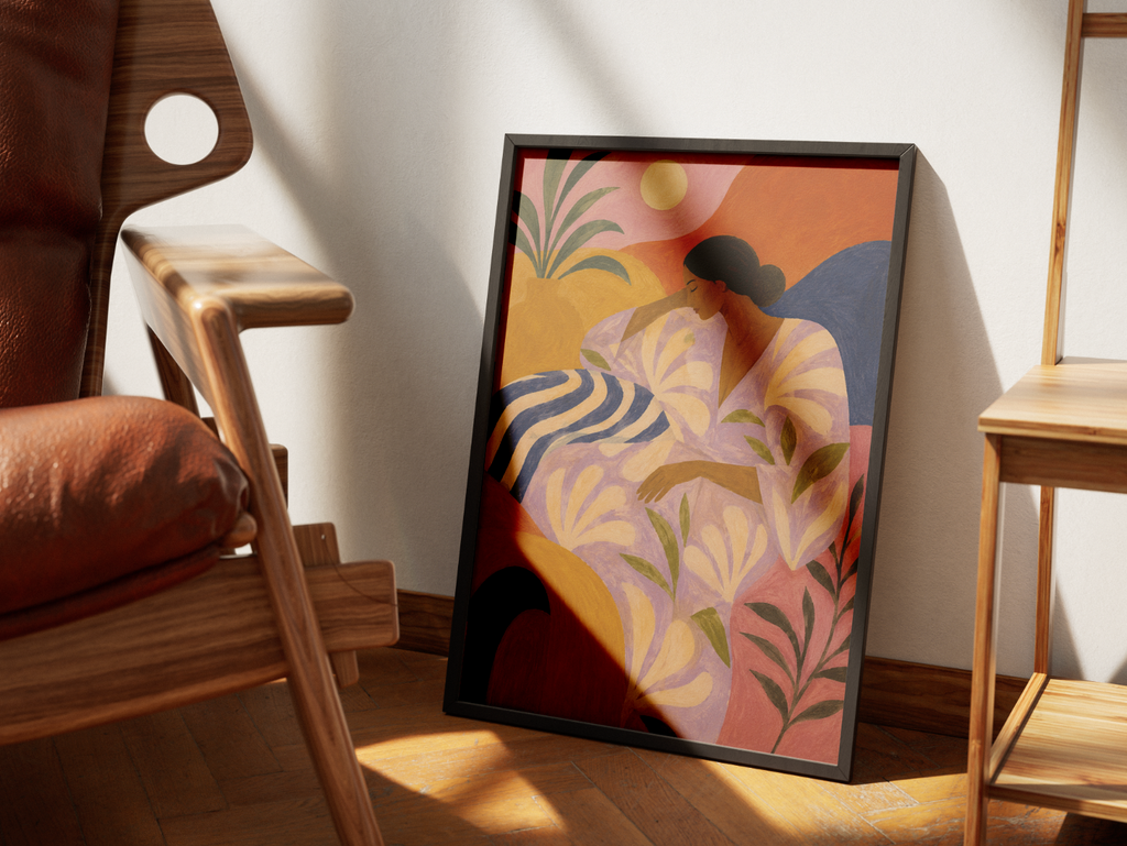 Abstract Woman in Bloom Poster – Modern Figurative Wall Art Print