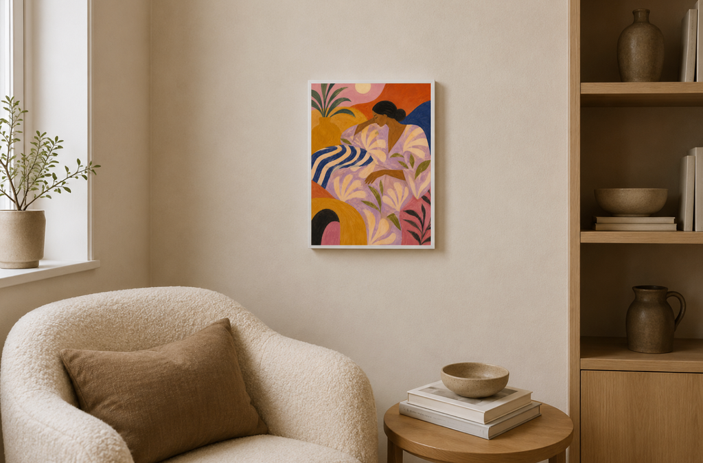 Abstract Woman in Bloom Poster – Modern Figurative Wall Art Print