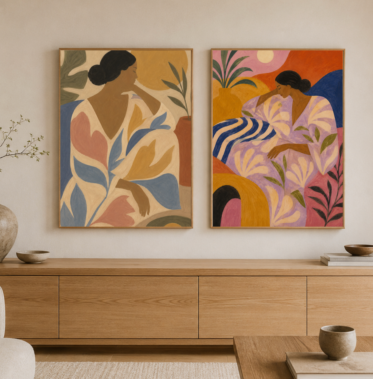 Abstract Woman in Bloom Poster – Modern Figurative Wall Art Print