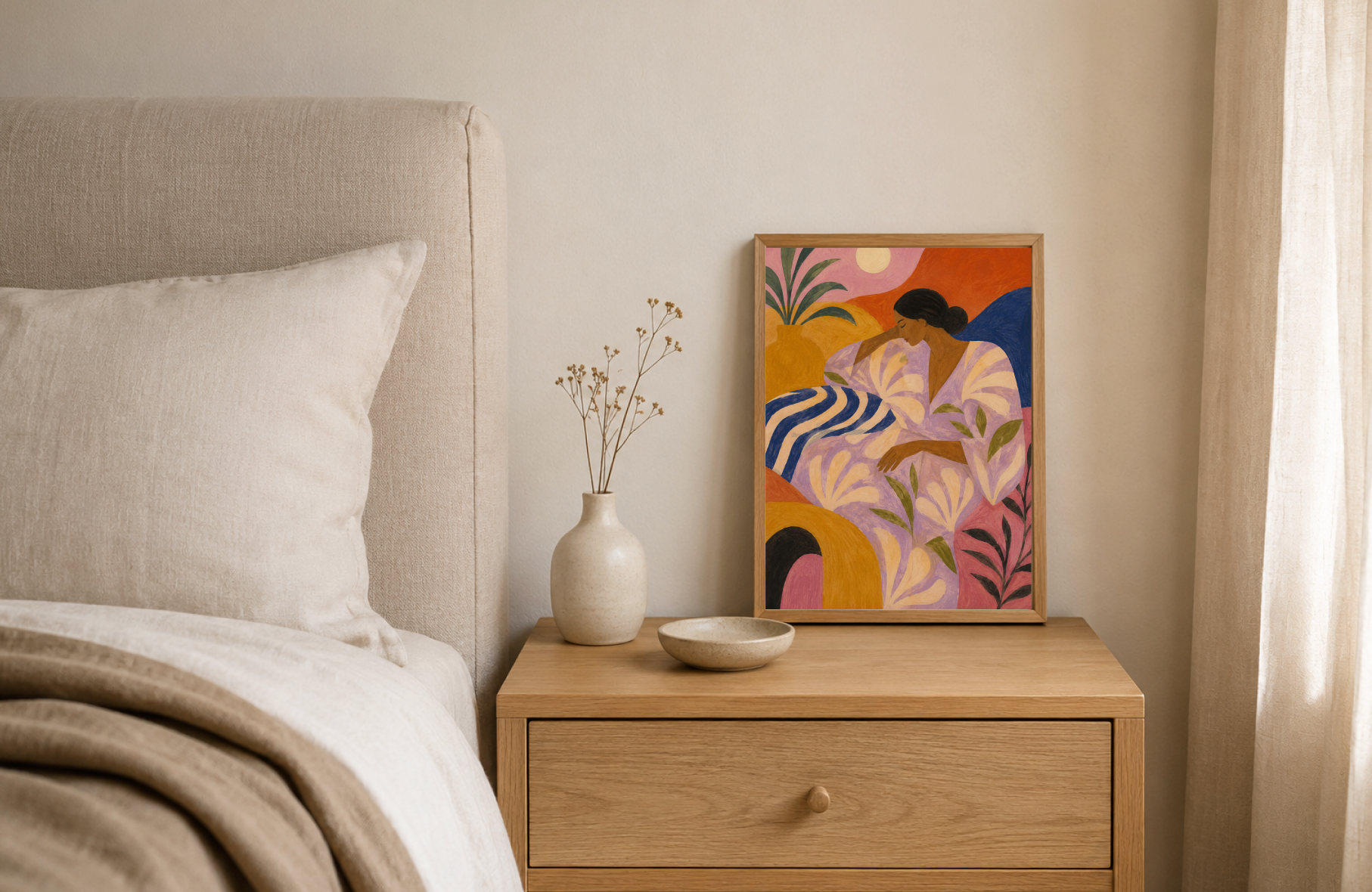 Abstract Woman in Bloom Poster – Modern Figurative Wall Art Print