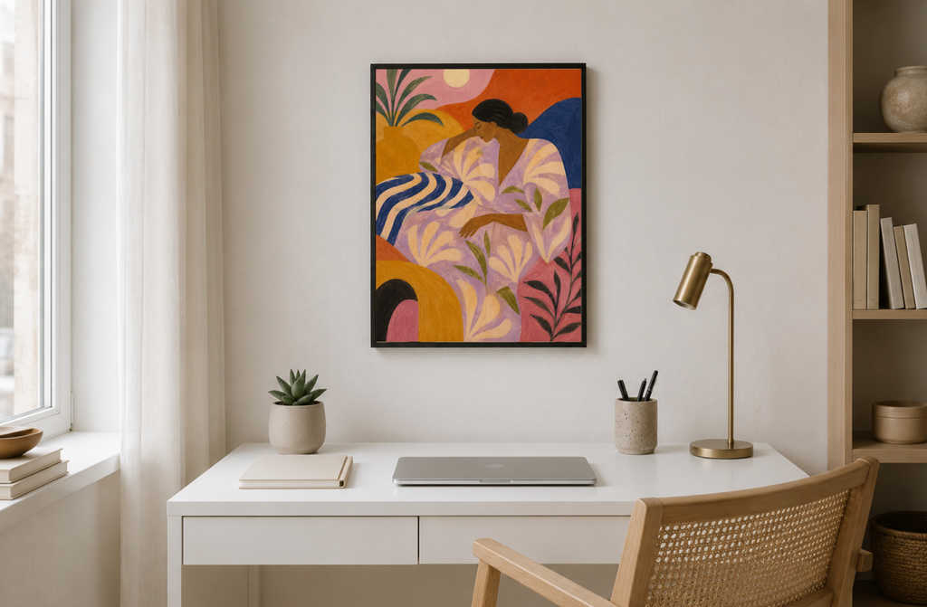 Abstract Woman in Bloom Poster – Modern Figurative Wall Art Print