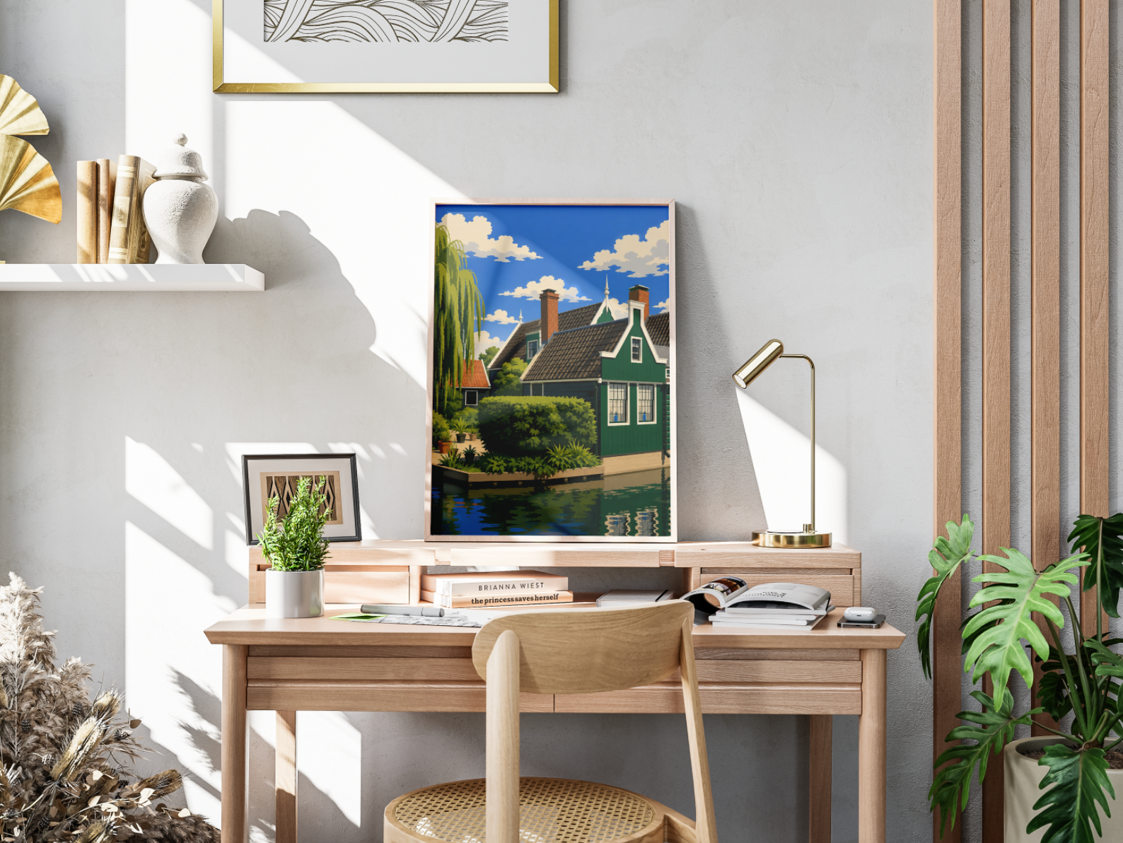 Dutch Canal Houses Poster – Modern Dutch Landscape Wall Art Print