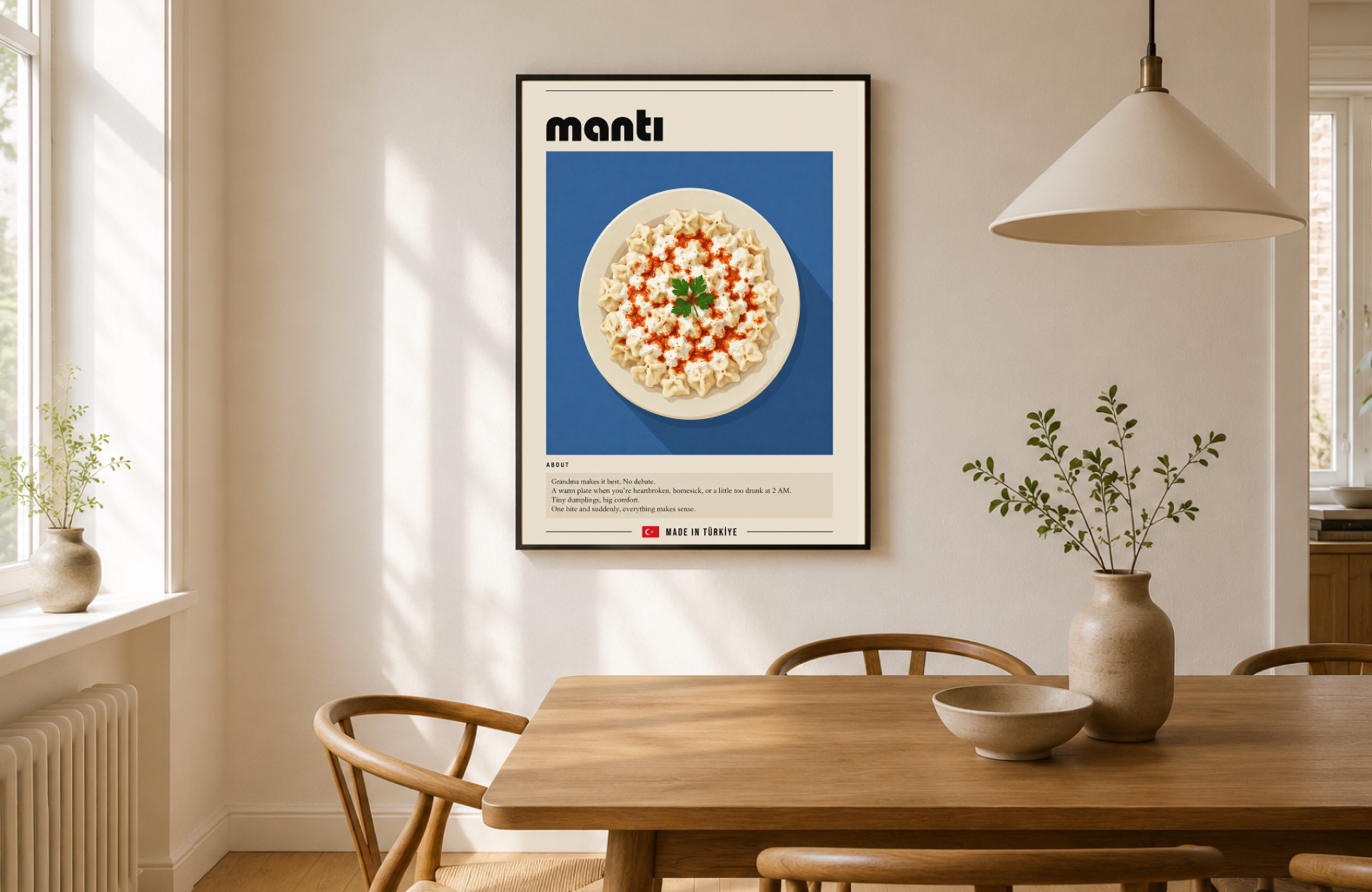 Mantı Poster – Modern Turkish Dumplings Kitchen Wall Art Print