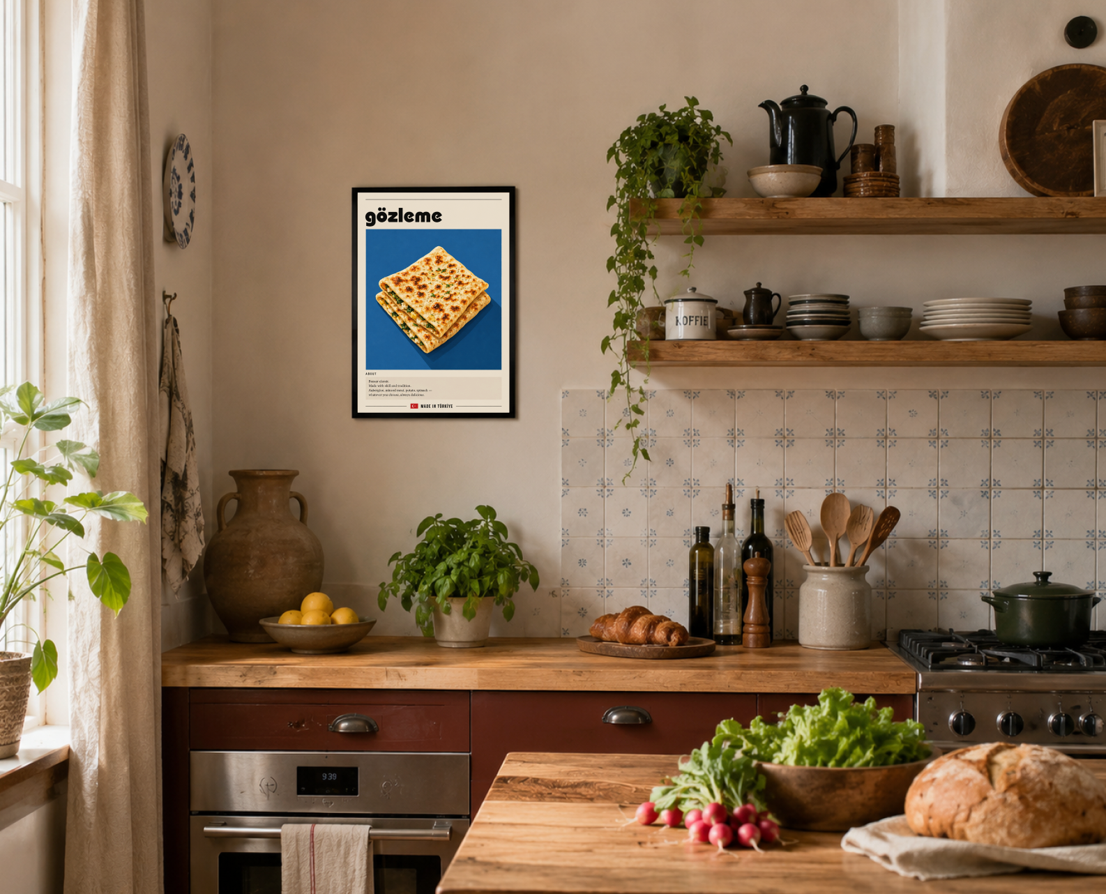 Gözleme Poster – Modern Turkish Flatbread Kitchen Wall Art Print