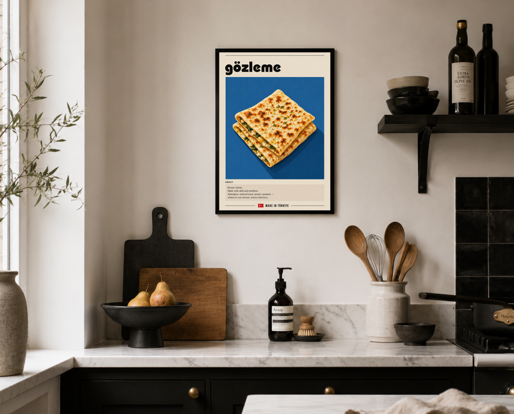Gözleme Poster – Modern Turkish Flatbread Kitchen Wall Art Print
