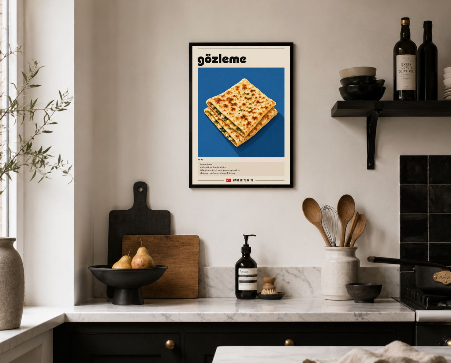 Gözleme Poster – Modern Turkish Flatbread Kitchen Wall Art Print