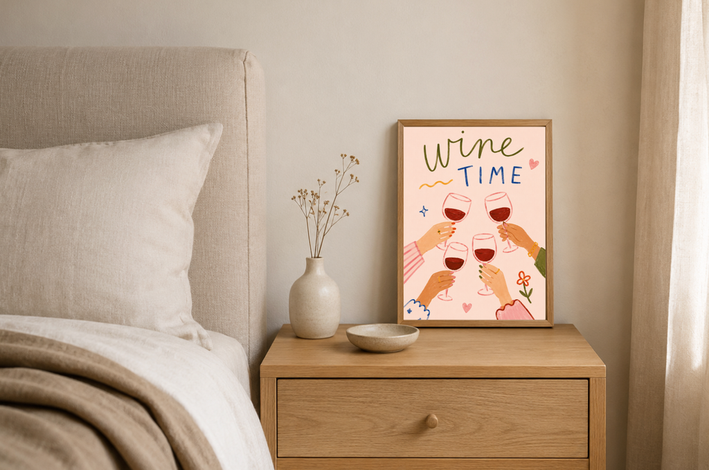 Wine Time Poster – Modern Wine Lovers Wall Art Print
