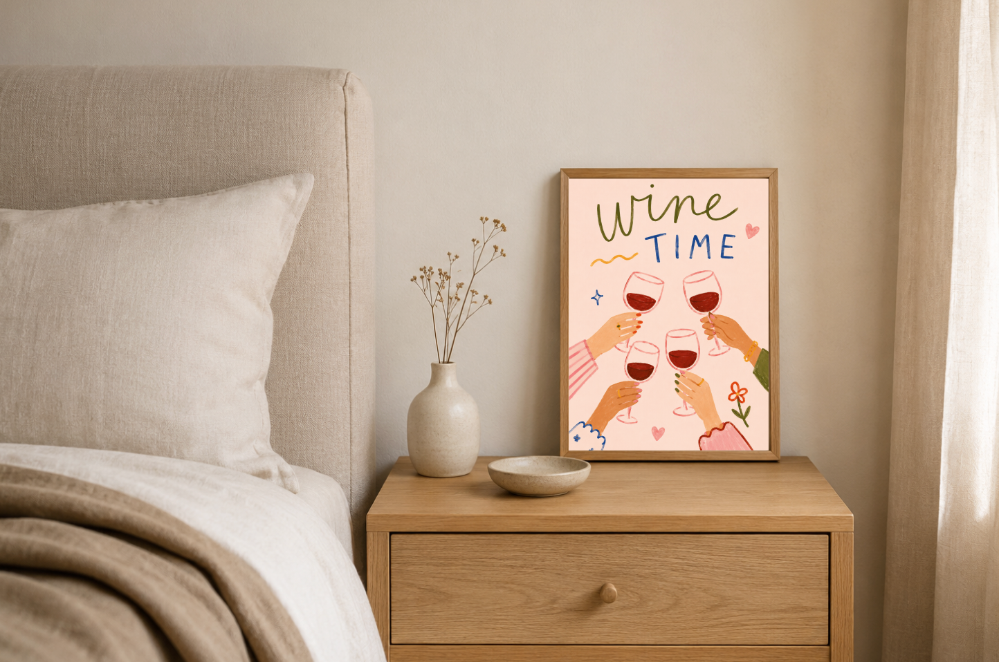 Wine Time Poster – Modern Wine Lovers Wall Art Print