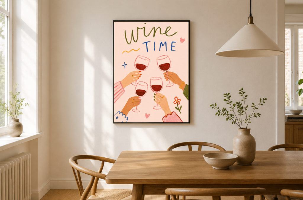 Wine Time Poster – Modern Wine Lovers Wall Art Print