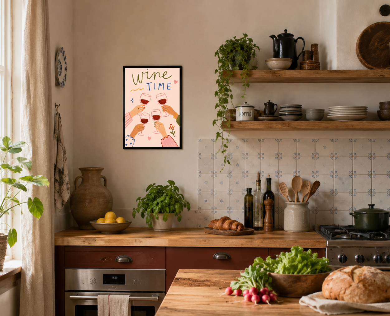 Wine Time Poster – Modern Wine Lovers Wall Art Print