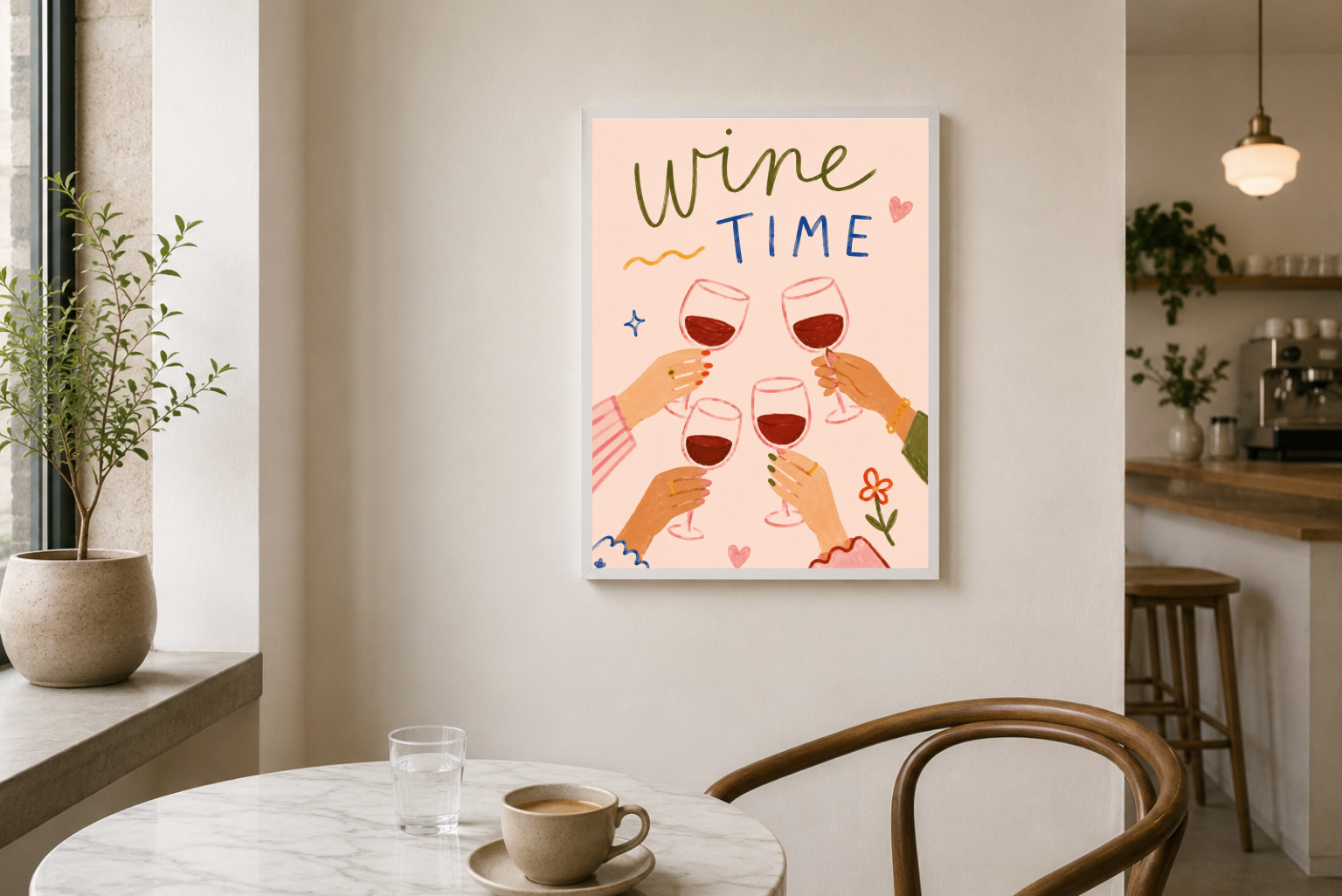 Wine Time Poster – Modern Wine Lovers Wall Art Print