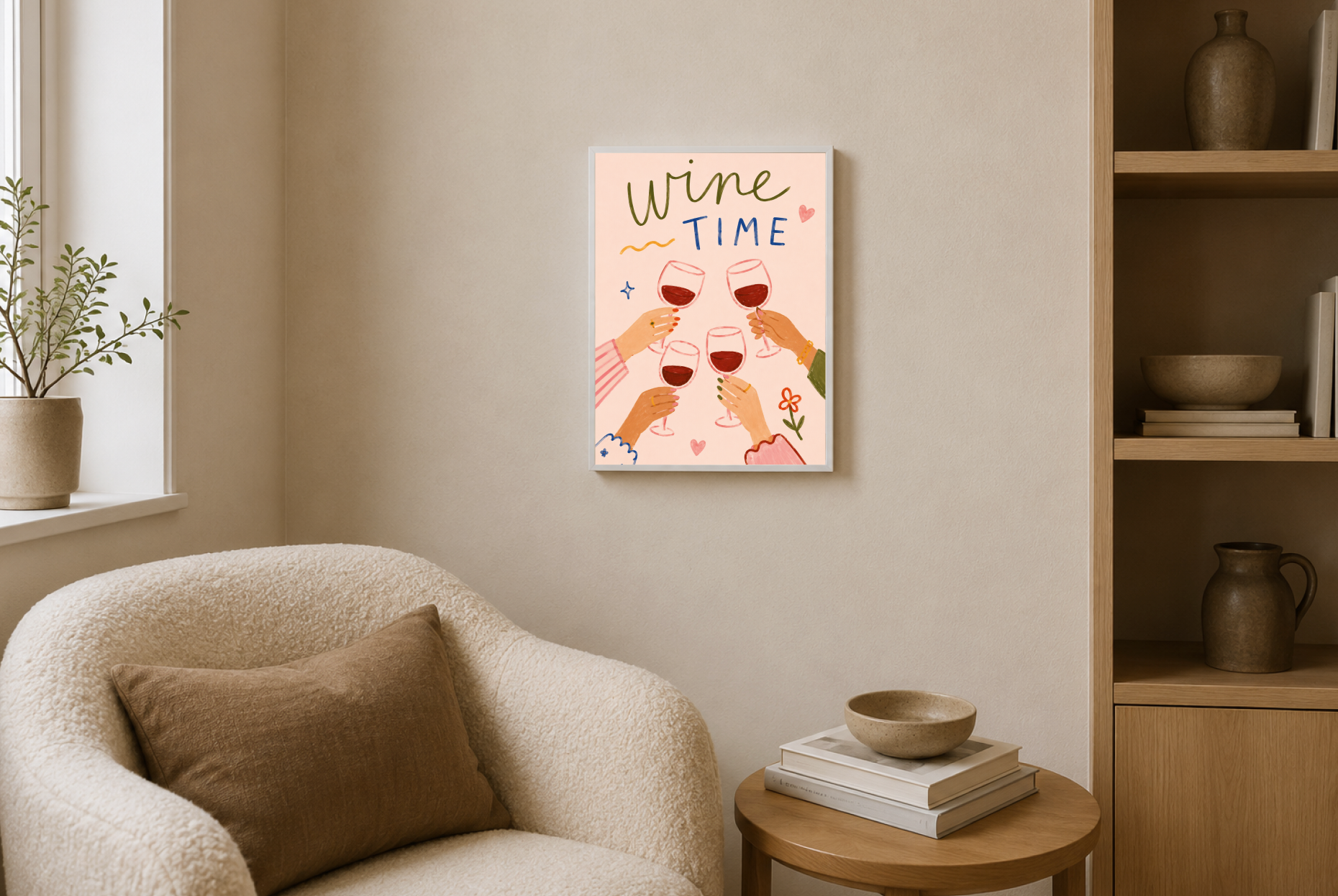 Wine Time Poster – Modern Wine Lovers Wall Art Print