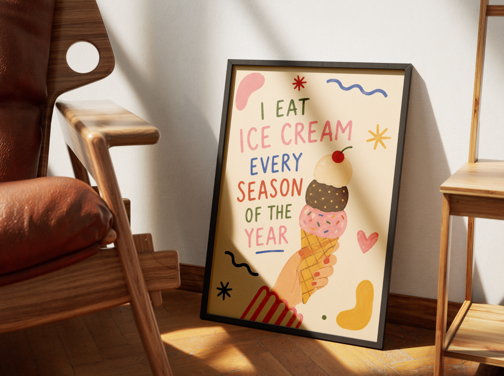 Ice Cream Every Season Poster – Playful Dessert Wall Art Print