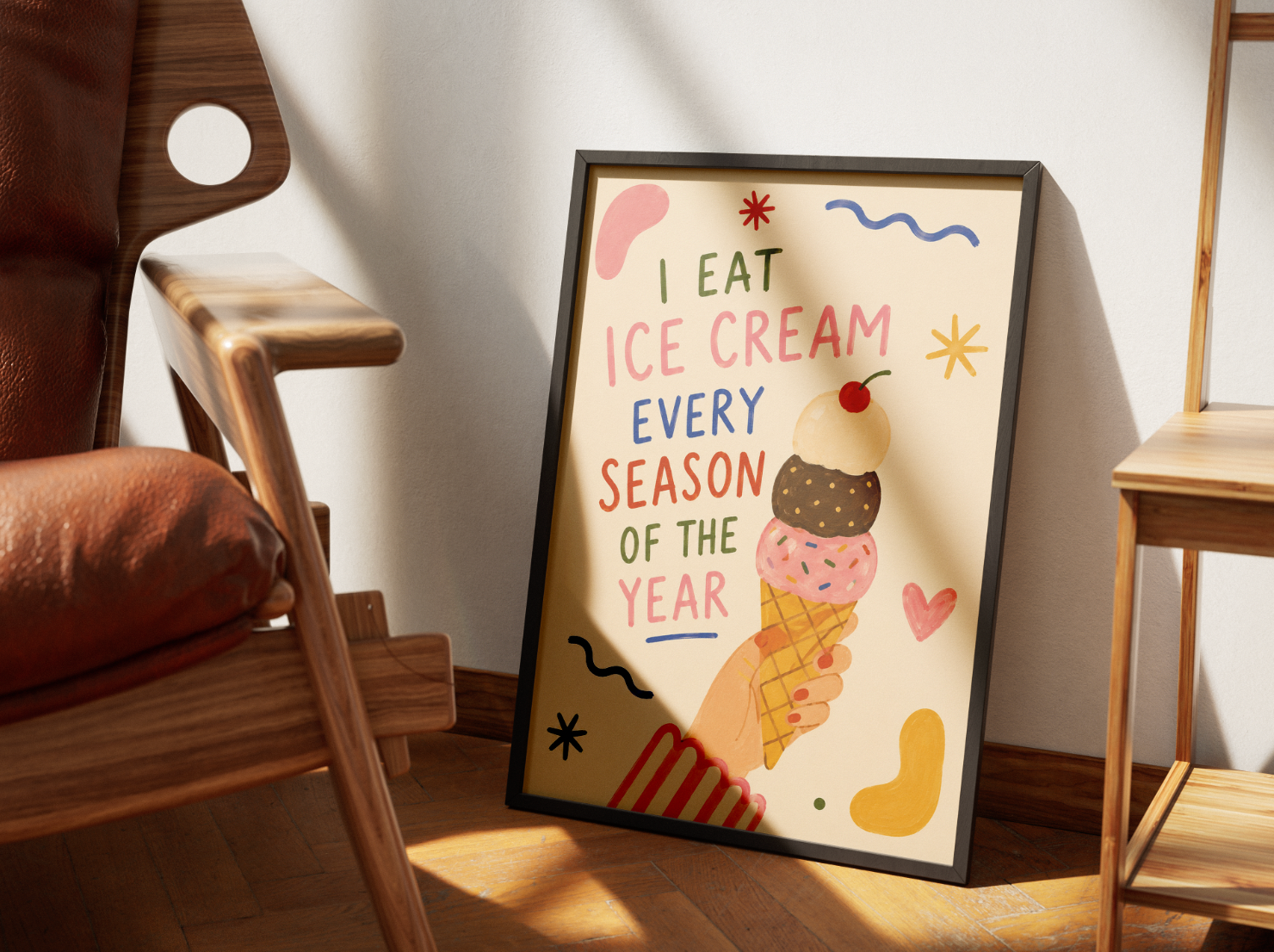 Ice Cream Every Season Poster – Playful Dessert Wall Art Print