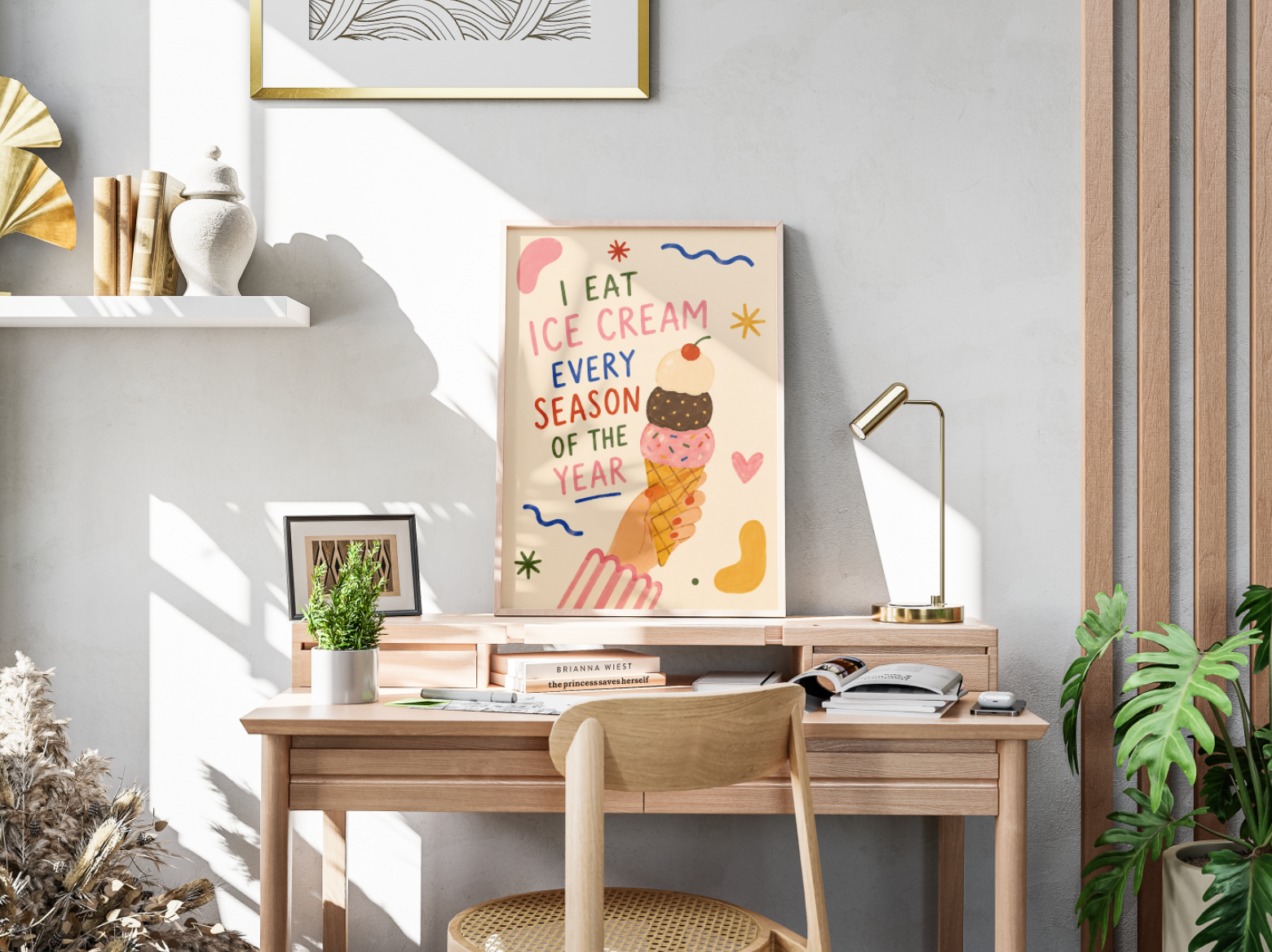 Ice Cream Every Season Poster – Playful Dessert Wall Art Print