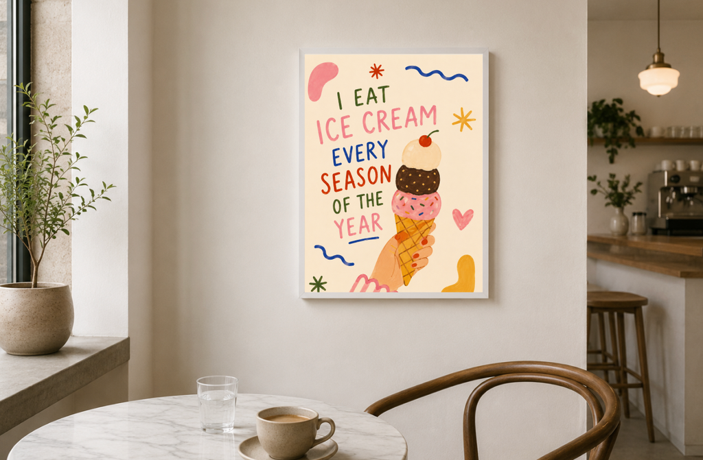 Ice Cream Every Season Poster – Playful Dessert Wall Art Print