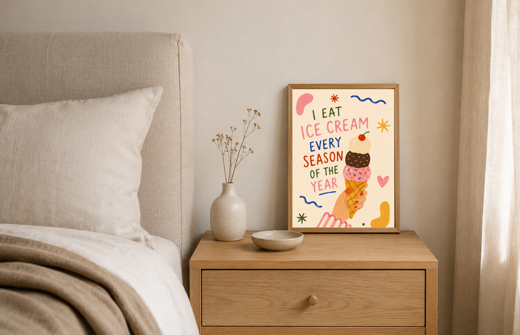 Ice Cream Every Season Poster – Playful Dessert Wall Art Print