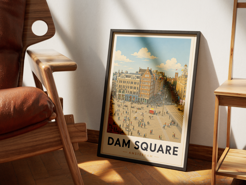 Dam Square Poster – Amsterdam City Center Wall Art Print