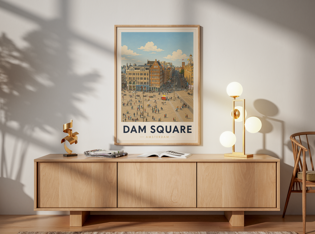 Dam Square Poster – Amsterdam City Center Wall Art Print