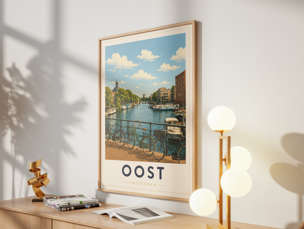 Oost Poster – Amsterdam Oost Canal Wall Art Print
