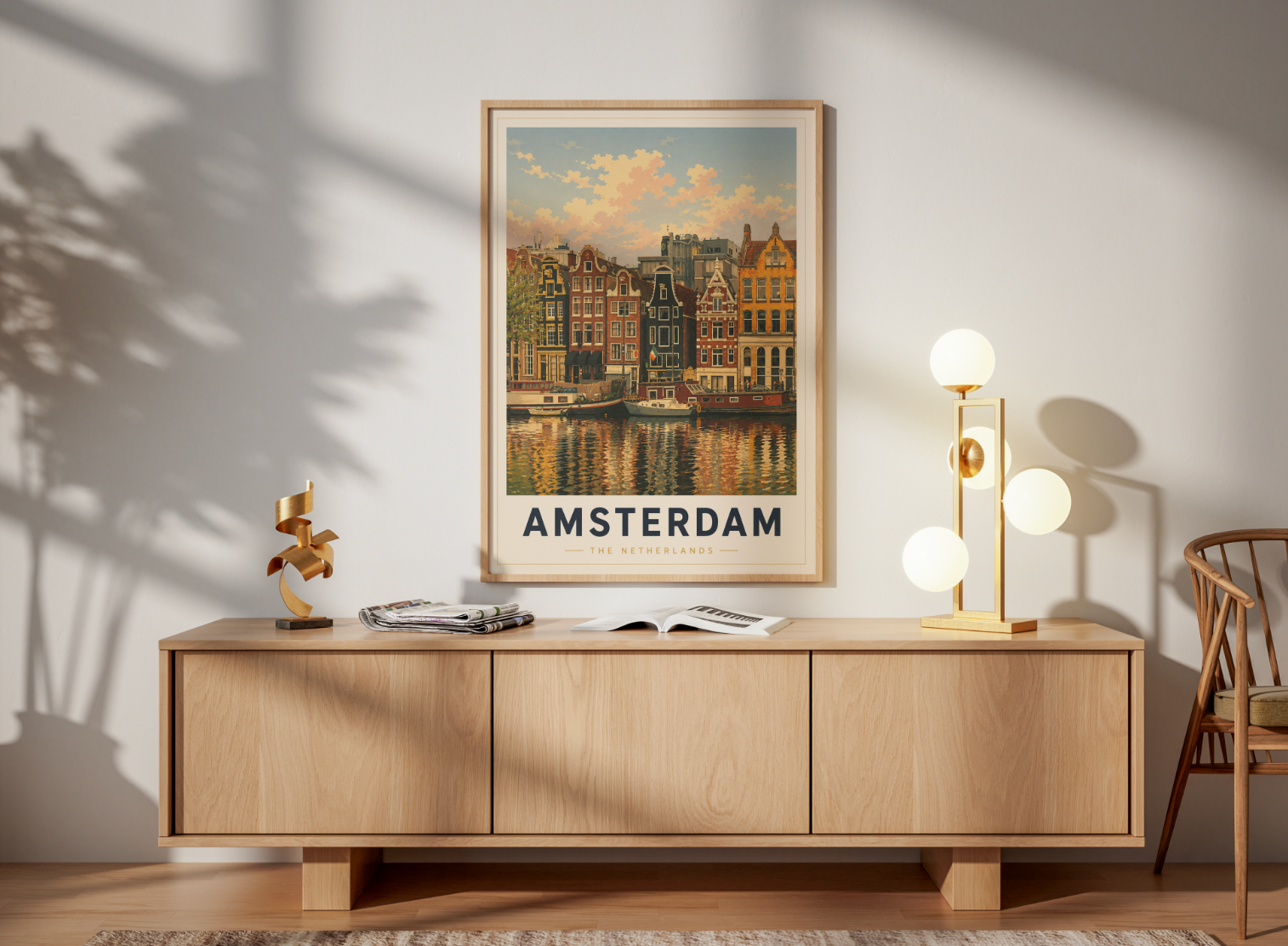 Amsterdam Poster – Vintage Canal Houses Travel Wall Art