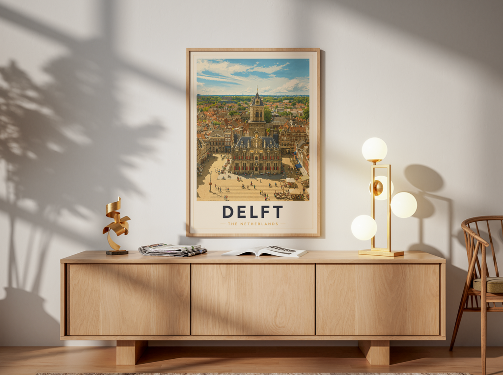Delft Poster – Vintage Netherlands Travel Wall Art Print