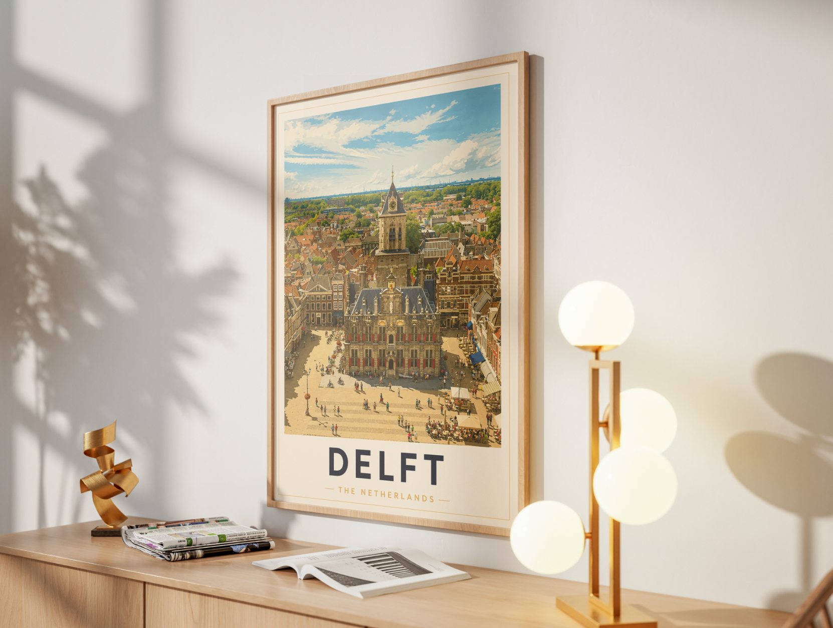Delft Poster – Vintage Netherlands Travel Wall Art Print
