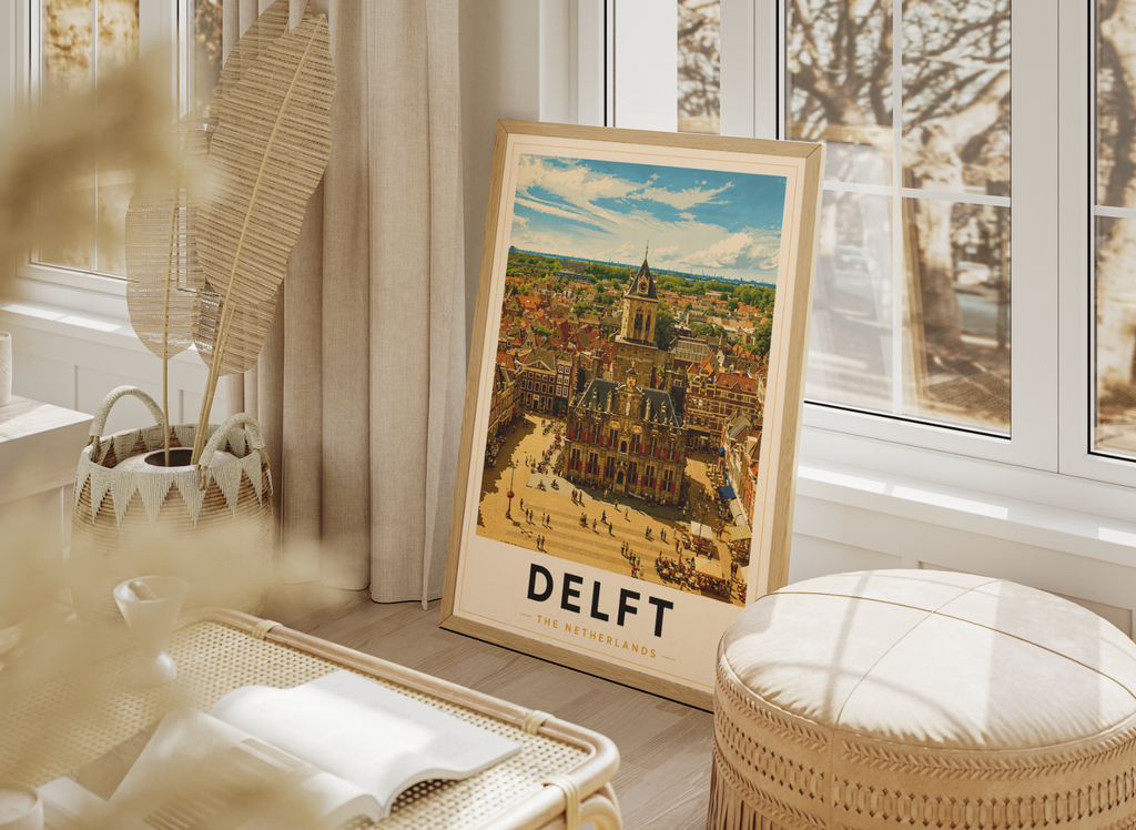 Delft Poster – Vintage Netherlands Travel Wall Art Print