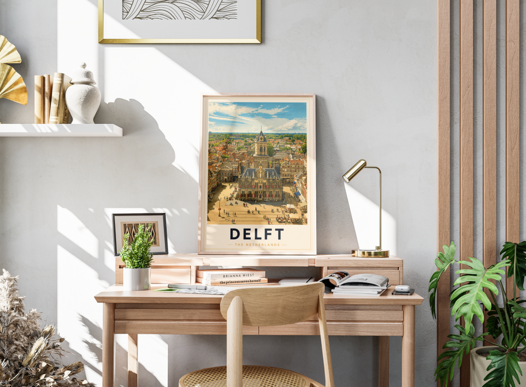 Delft Poster – Vintage Netherlands Travel Wall Art Print