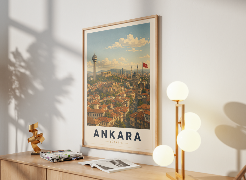 Ankara Travel Poster | Vintage Türkiye Wall Art | Retro Ankara City Print
