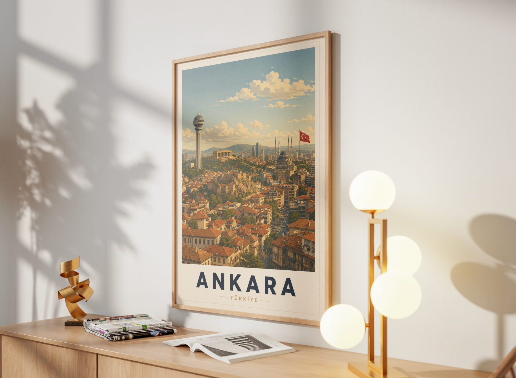 Ankara Travel Poster | Vintage Türkiye Wall Art | Retro Ankara City Print