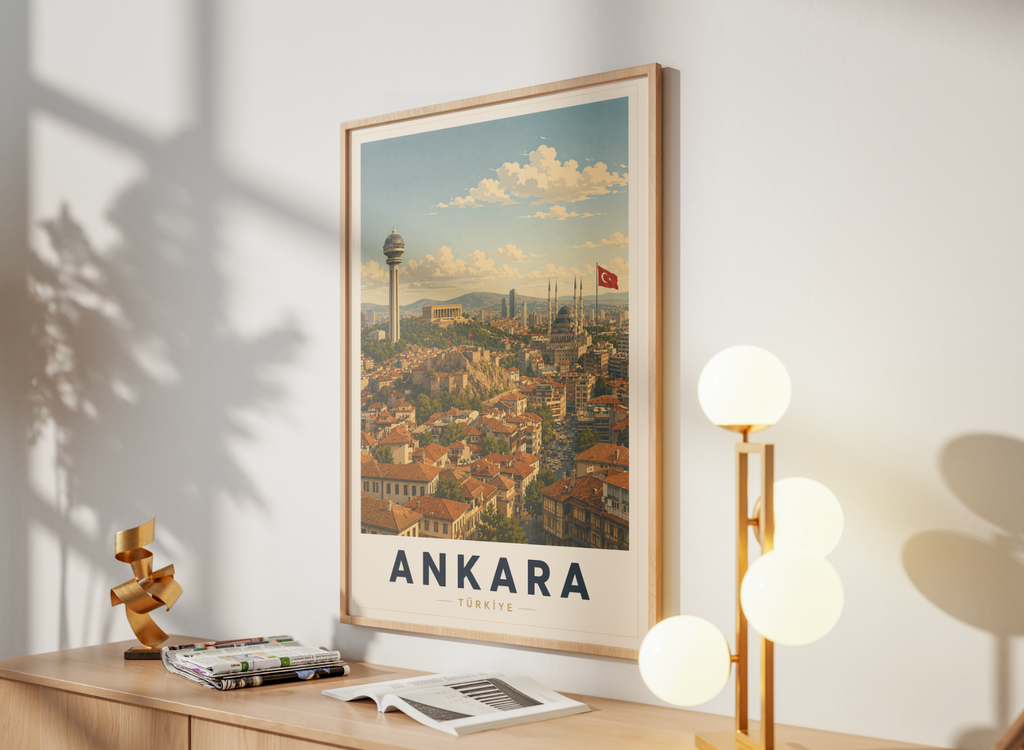 Ankara Travel Poster | Vintage Türkiye Wall Art | Retro Ankara City Print