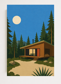 Moonlight Cabin — Mid-Century Modern Poster
