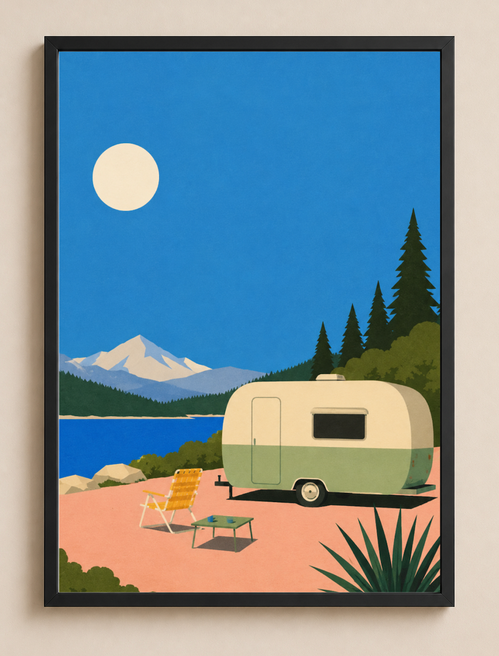 Lakeside Caravan — Mid-Century Modern Print