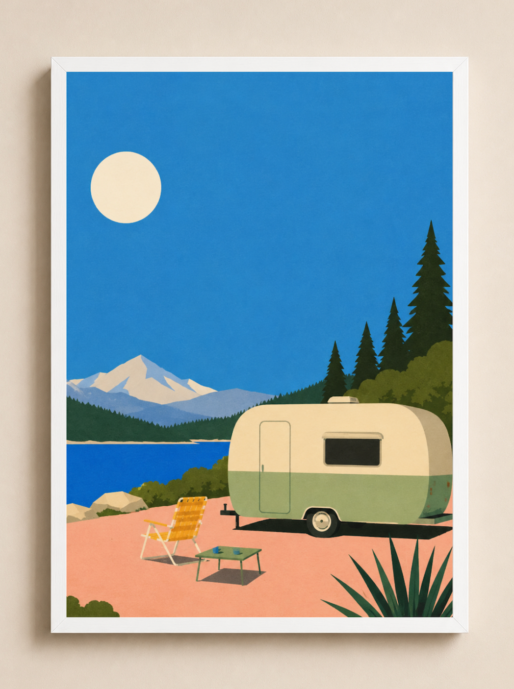 Lakeside Caravan — Mid-Century Modern Print