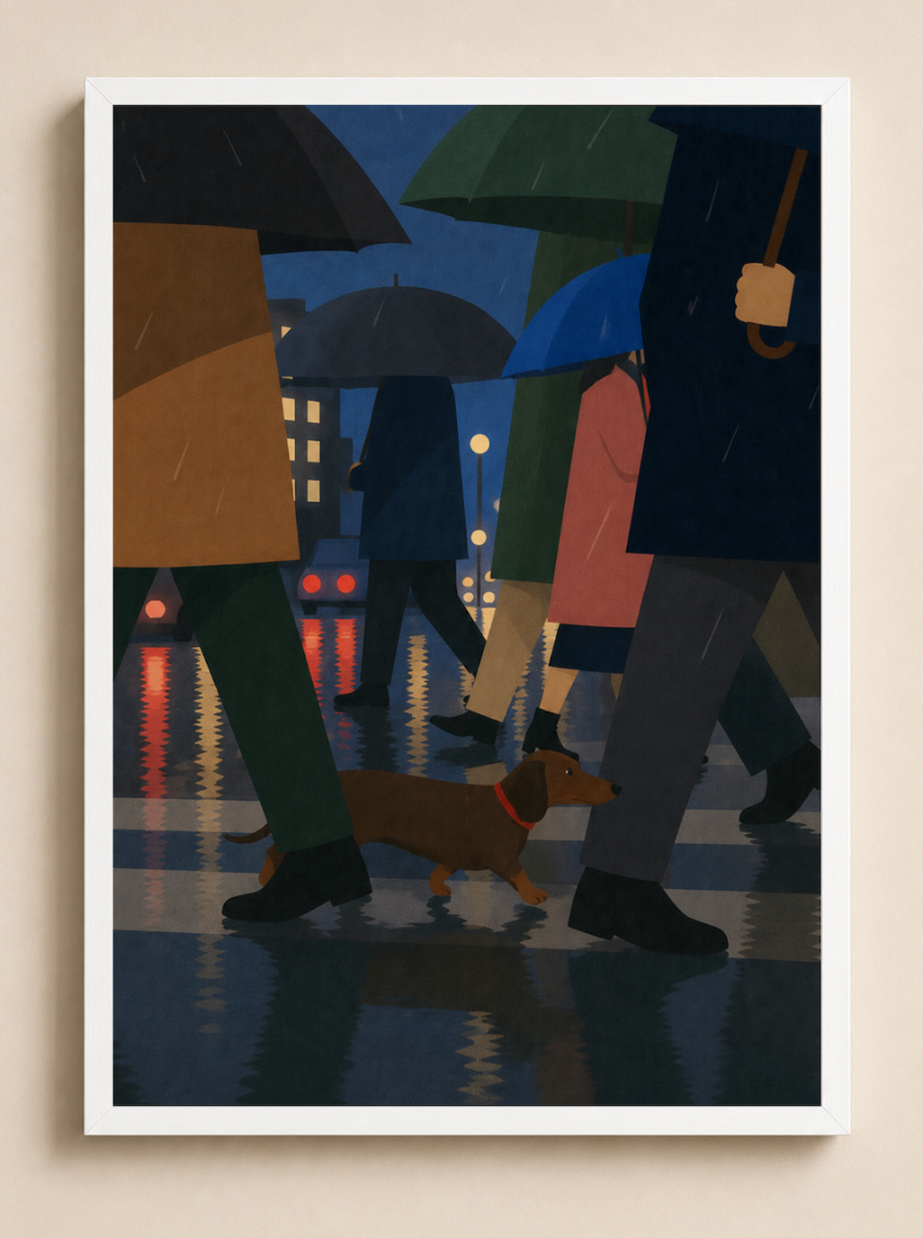 Rainy City Walk — Dog Poster