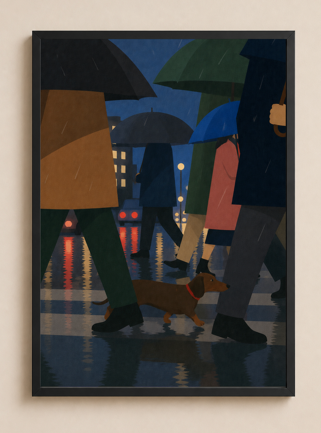 Rainy City Walk — Dog Poster