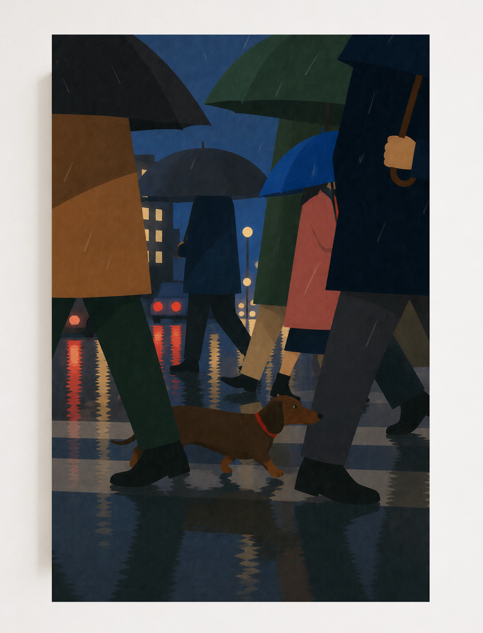 Rainy City Walk — Dog Poster