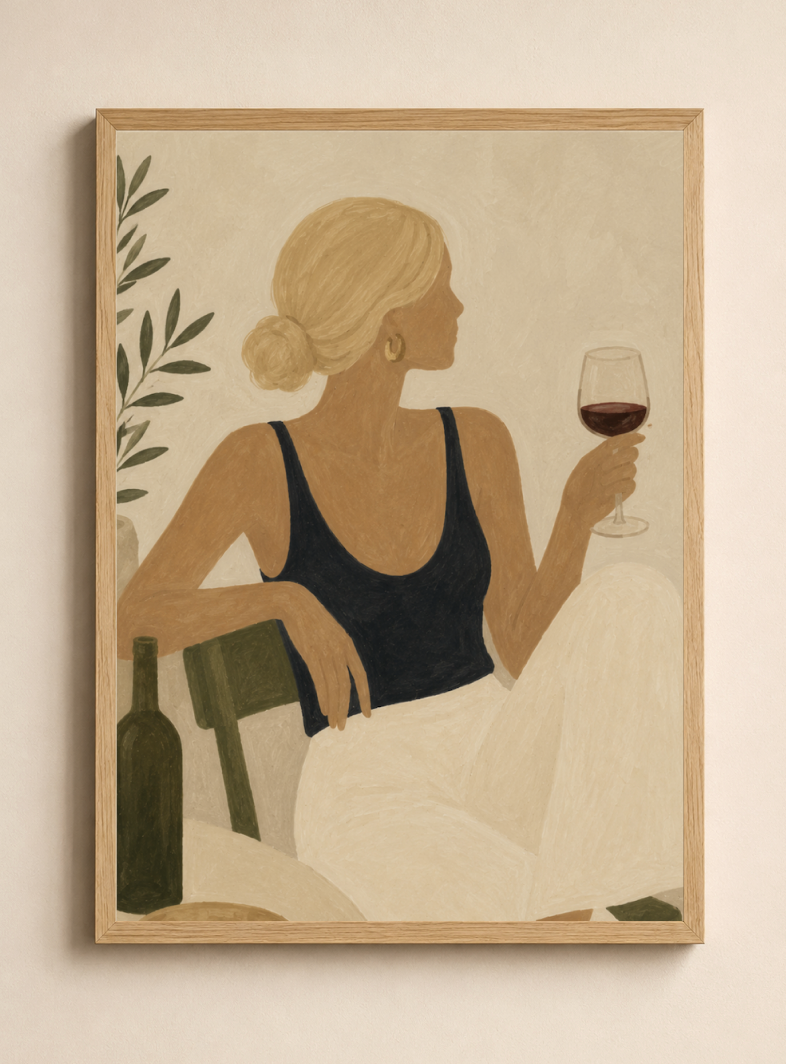 Wine Glass — Abstract Woman Figure Art Print