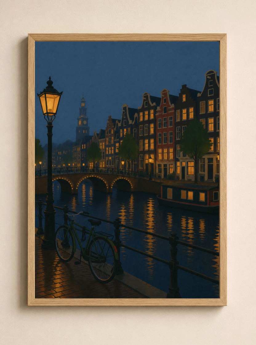 Amsterdam at Night — Canal Poster