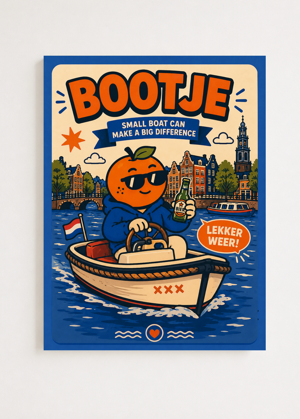 Appie on the Canal  — Amsterdam Art Print