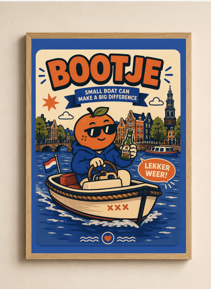 Appie on the Canal  — Amsterdam Art Print
