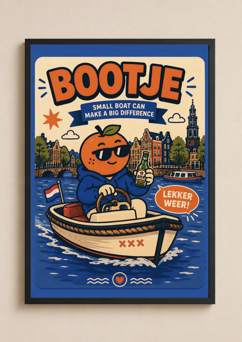 Appie on the Canal  — Amsterdam Art Print
