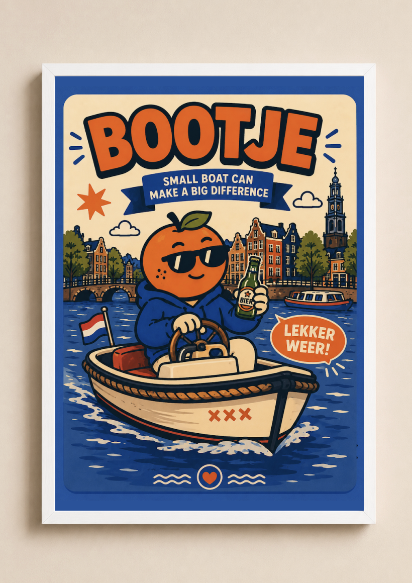 Appie on the Canal  — Amsterdam Art Print