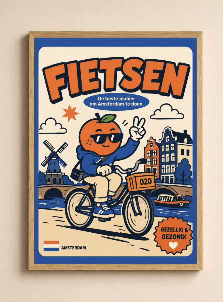 Appie op de Fiets   — Amsterdam Art Print