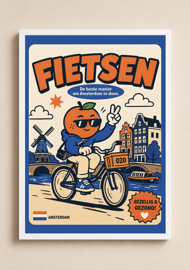 Appie op de Fiets   — Amsterdam Art Print