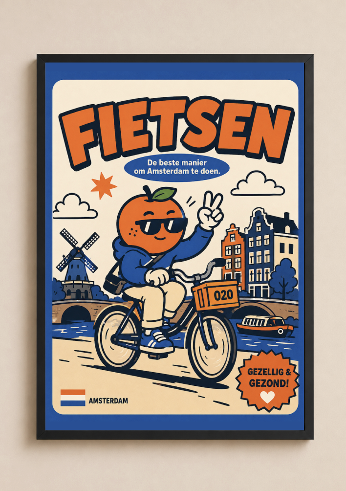 Appie op de Fiets   — Amsterdam Art Print
